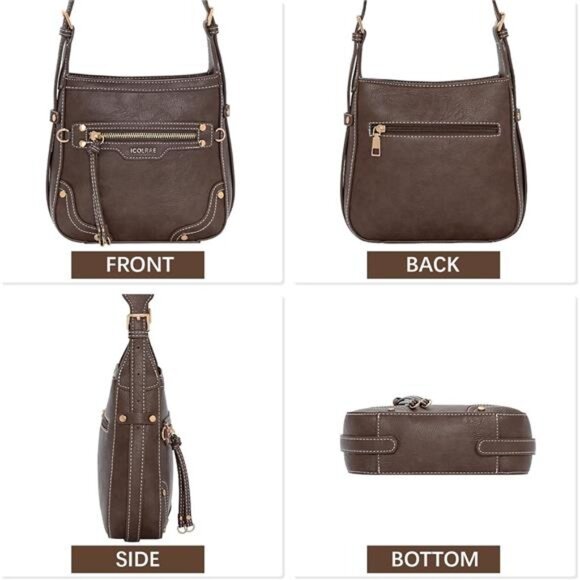 Crossbody Purse with Adjustable Strap, Trendy Coffee - Picture 4 of 7